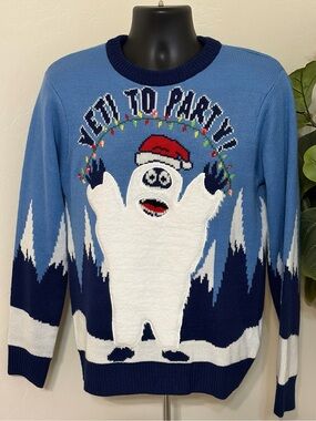 Light Up Yeti “Yeti to Party” Christmas Ugly Sweater Adult Medium